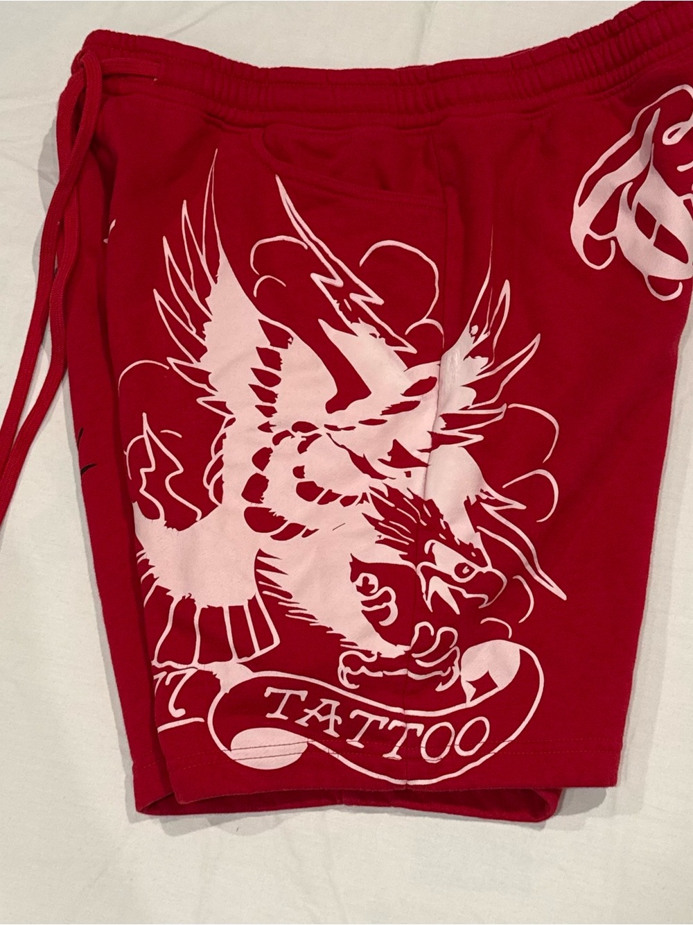 Ed Hardy Men’s HELLCAT Tattoo Fleece Sweat Shorts Size Large Y2K - Picture 4 of 7